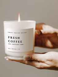 Fresh Coffee Soy Candle | White Jar Candle + Wood Lid