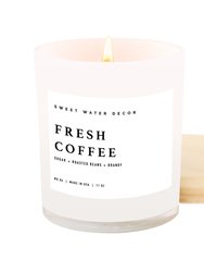 Fresh Coffee Soy Candle | White Jar Candle + Wood Lid - White