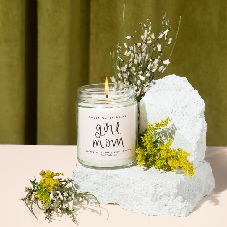 Girl Mom Soy Candle - Clear Jar - 9 oz - Wildflowers And Salt