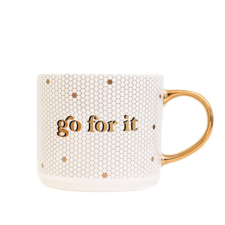 Go For It 17oz. Tile Coffee Mug - White