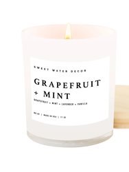 Grapefruit + Mint Soy Candle | White Jar Candle + Wood Lid - White