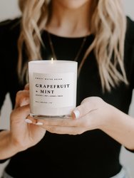 Grapefruit + Mint Soy Candle | White Jar Candle + Wood Lid