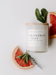 Grapefruit + Mint Soy Candle | White Jar Candle + Wood Lid
