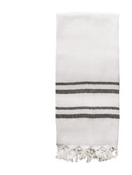 Haley Turkish Cotton + Bamboo Hand Towel - Two Stripe - Natural/Black