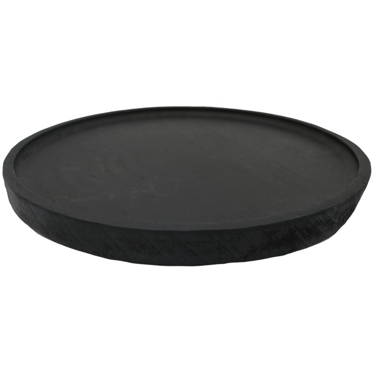 Large Black Wood Tray | Round - Black Wood Tray