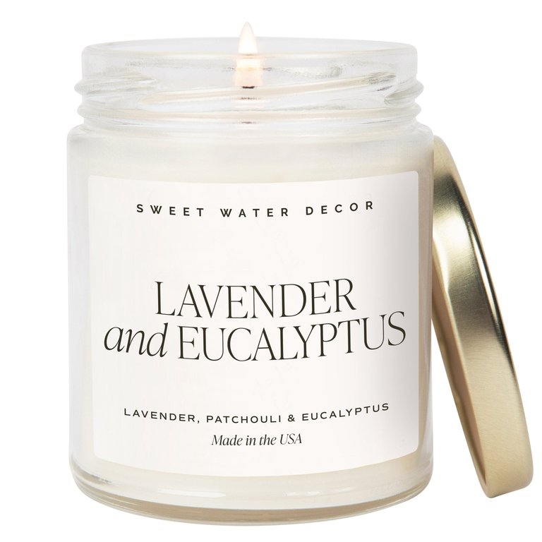 Lavender And Eucalyptus Soy Candle - Clear Jar - 9 oz