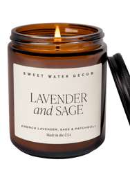 Lavender And Sage Soy Candle - Amber Jar - 9 oz