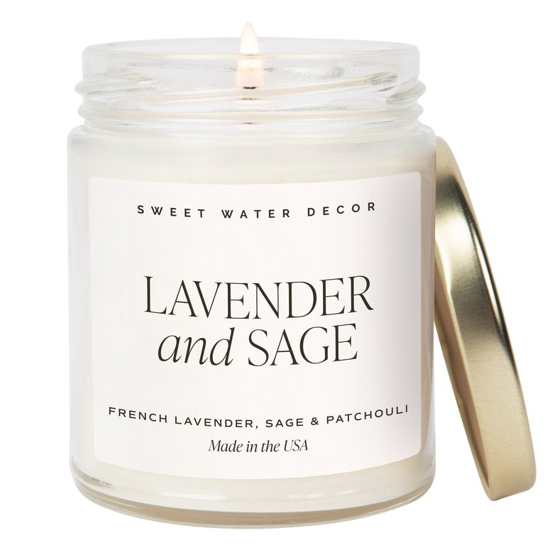 Lavender and Sage Soy Candle - Clear Jar