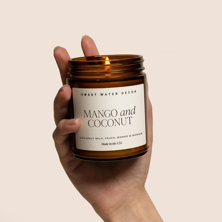Mango and Coconut Soy Candle - Amber Jar