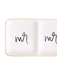 Mr and Mrs Jewelry Dish - Cream/Gold