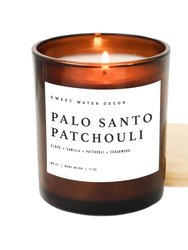 Palo Santo Patchouli Soy Candle | 11 oz Amber Jar Candle - Amber