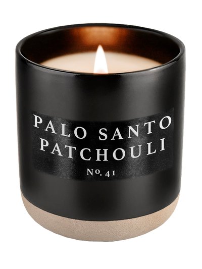 Sweet Water Decor Palo Santo Patchouli Soy Candle - Black Stoneware Jar - 12 oz product