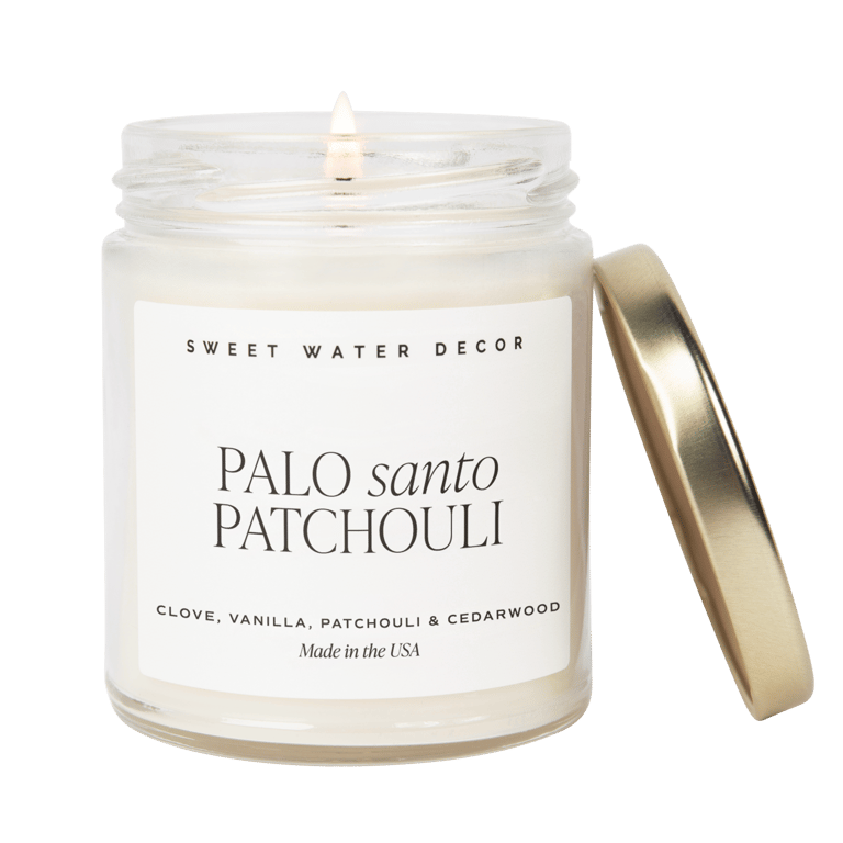 Palo Santo Patchouli Soy Candle - Clear Jar - 9 oz