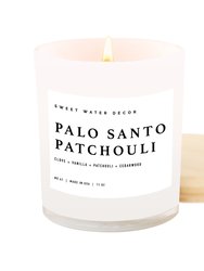 Palo Santo Patchouli Soy Candle | White Jar Candle + Wood Lid - White