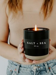 Salt And Sea Soy Candle - Black Stoneware Jar - 12 oz