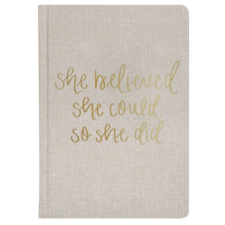 She Believed She Could Tan Fabric Journal - Tan