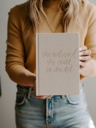 She Believed She Could Tan Fabric Journal