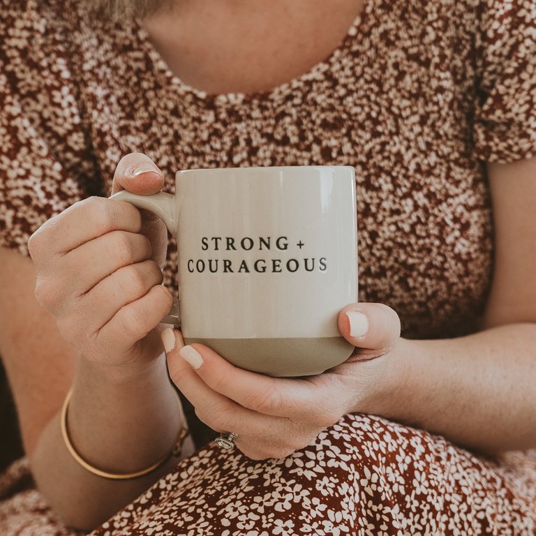 Strong + Courageous Stoneware Coffee Mug