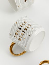 Sweater Weather - White + Gold Honeycomb Tile Coffee Mug