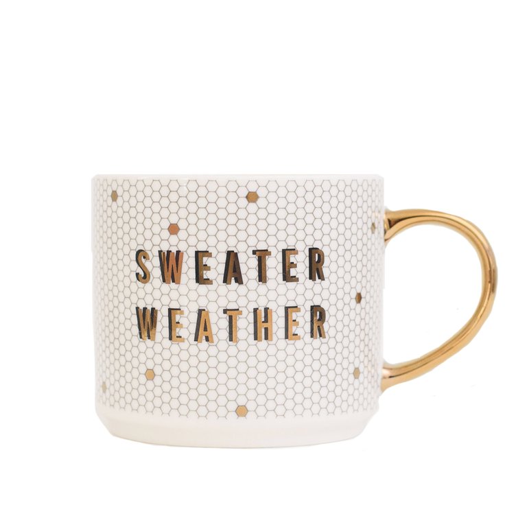Sweater Weather - White + Gold Honeycomb Tile Coffee Mug