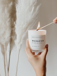 Weekend Soy Candle | White Jar Candle + Wood Lid
