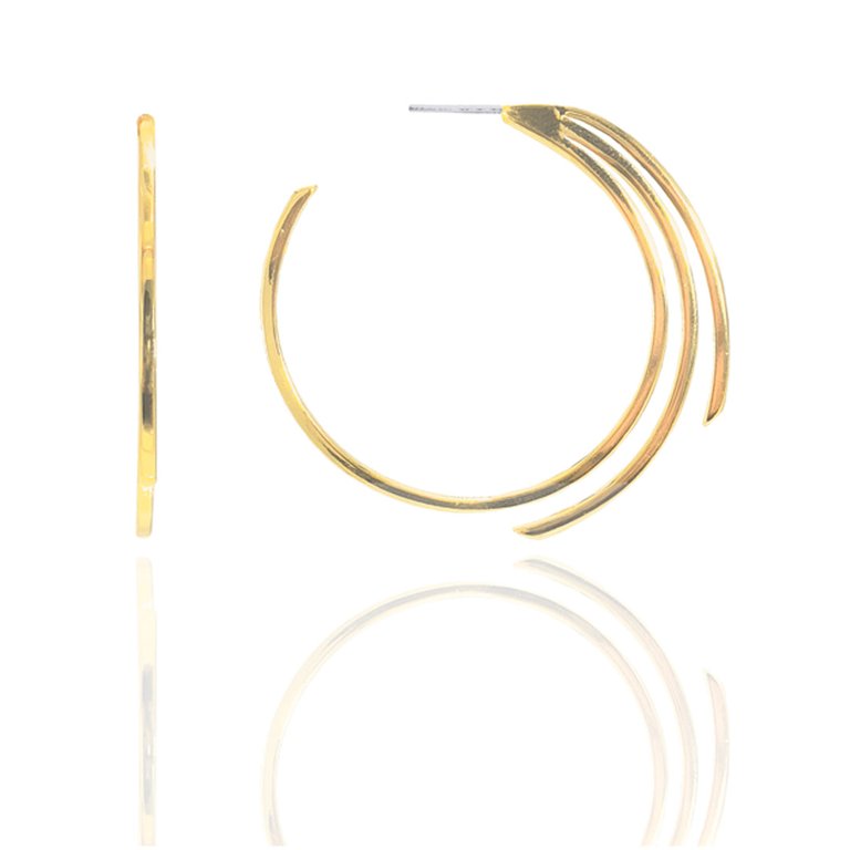 14k Gold Plated Brass Damiana Shooting Star Hoop With Sterling Silver Post - Gold