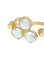 14k Plated-Gold Nefeli Two Finger Ring With Freshwater Pearl Cabs