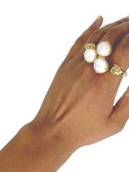 14k Plated-Gold Nefeli Two Finger Ring With Freshwater Pearl Cabs