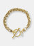 Andreas 14k Gold Plated Brass Wheat Chain Toggle Closure Bracelet With CZ Accent - Gold
