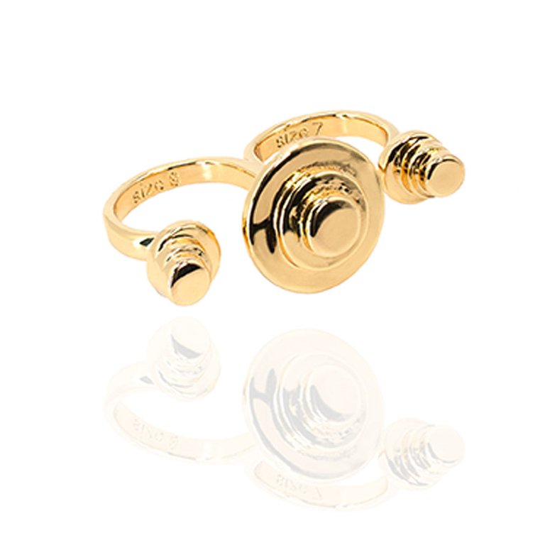 Azalea 14k Plated Gold Two Finger Ring - Gold