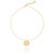 Azalea CZ Pave Coin Pendant Strung on a Delicate Paperclip Chain Necklace - Gold