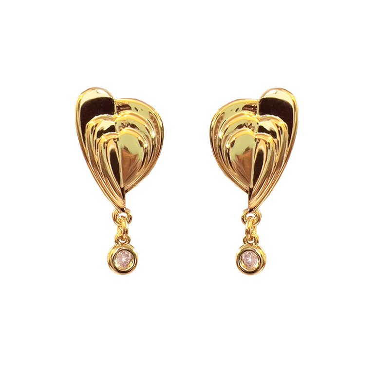 Callypso Stacked Heart Post Earrings with .925 Sterling Silver Post - Gold