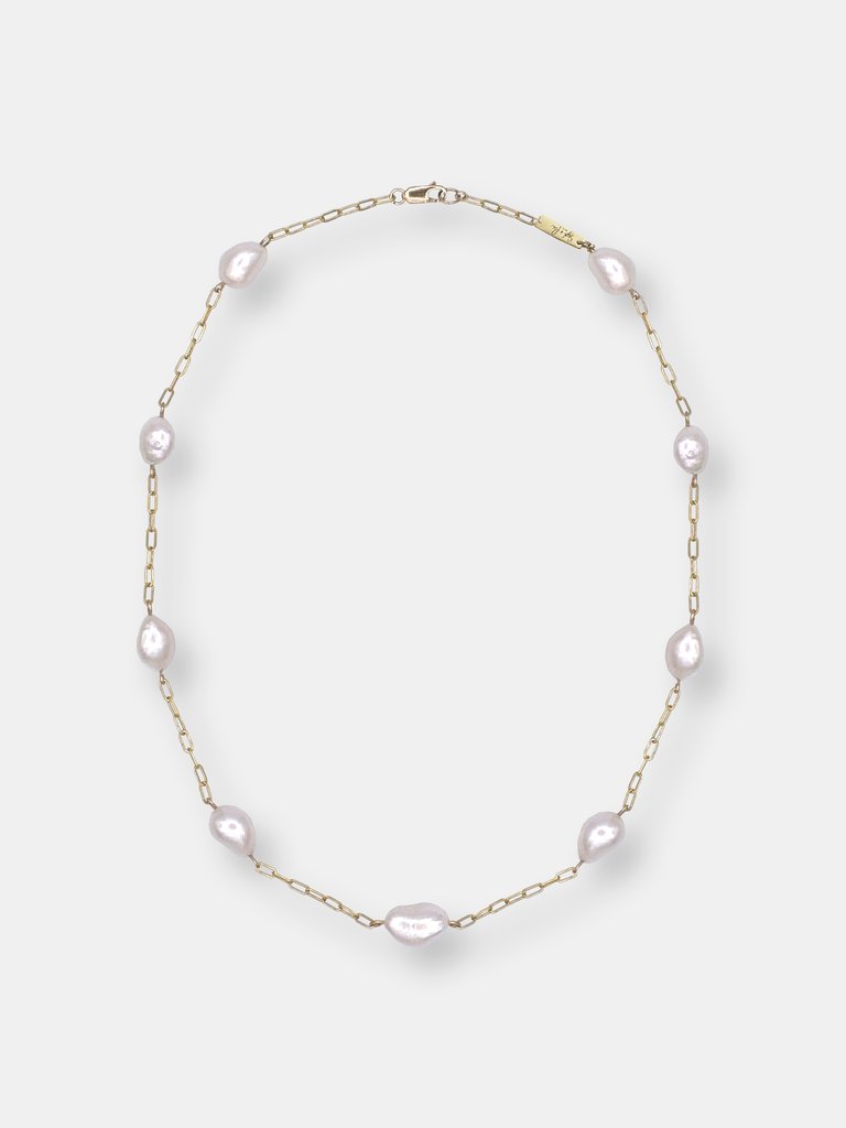Etienne White Pearl Station Collar - Gold