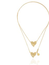 Jille Bean 36" Double Hearts Pendant 14K Gold Plated Brass - Gold