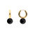 Kayde 1/2 Drilled Black Agate on 14k Gold Plated Brass Click-in Hinge Hoop - Gold