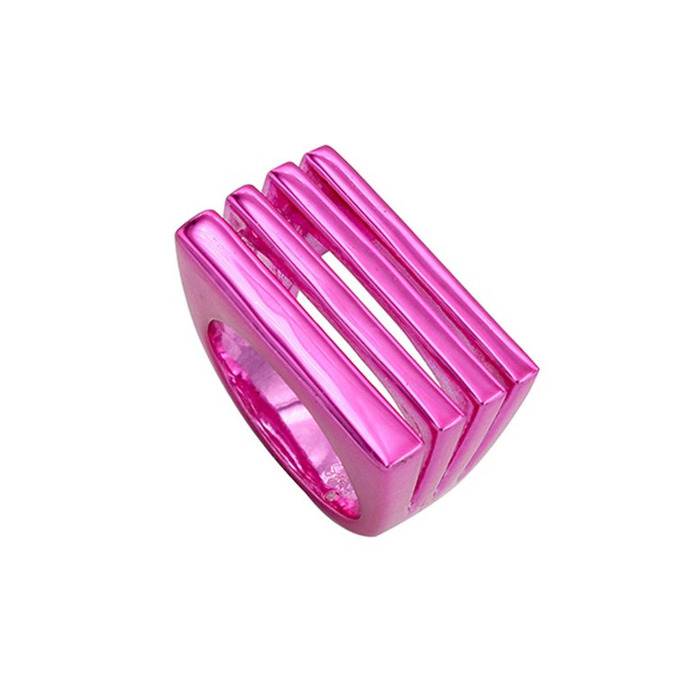 Leah 4 In 1 Fuchsia Plated Stacked Ring - Pink