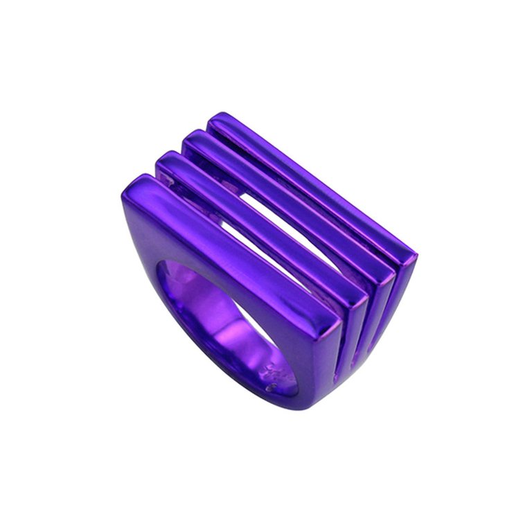 Leah 4 In 1 Purple Plated Stacked Ring - Purple Metallic