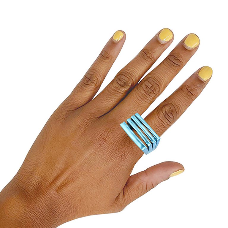 Leah 4 In 1 Turquoise Plated Stacked Ring