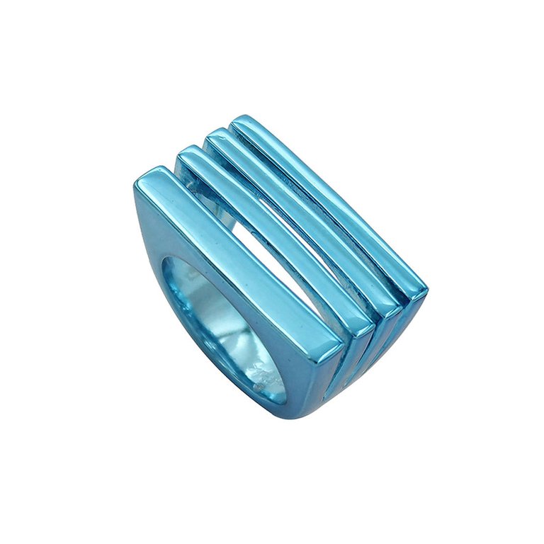 Leah 4 In 1 Turquoise Plated Stacked Ring - Turquoise Metallic