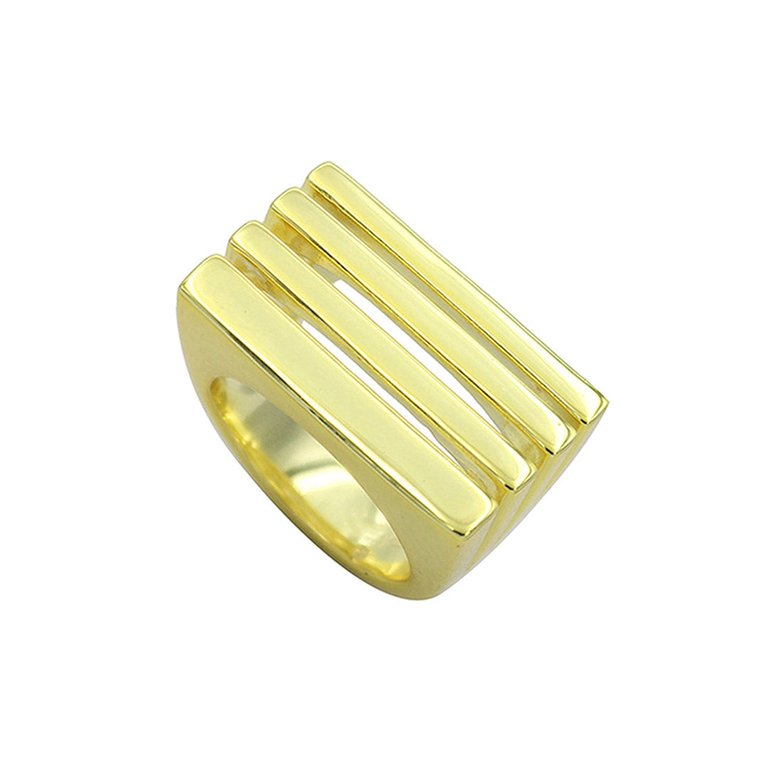 Leah 4 In 1 Yellow Plated Stacked Ring - Gold