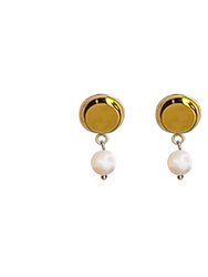 Little Pia Delicate Pearl Drop In Sterling Silver Plated 14k Gold - Gold