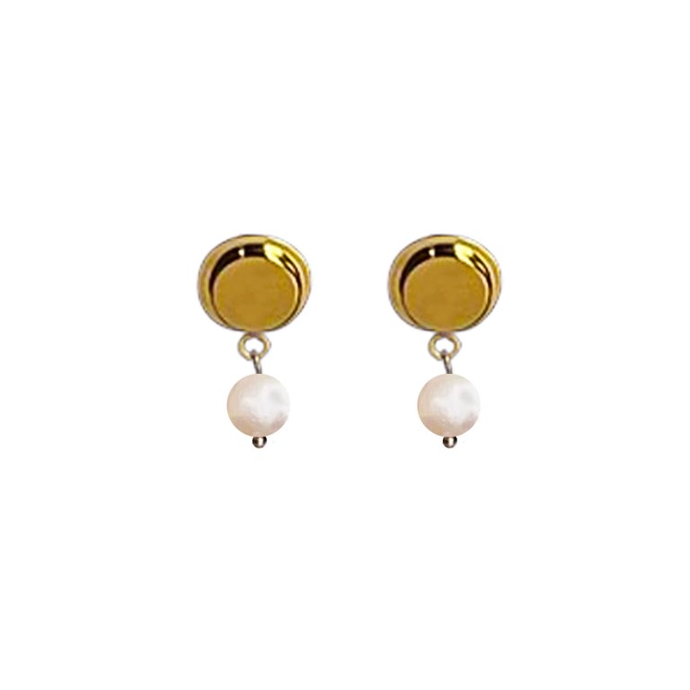 Little Pia Delicate Pearl Drop In Sterling Silver Plated 14k Gold - Gold