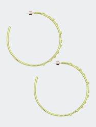 Luysa 2.55" Ceramic Plated Hoop With Scattered Prong Set White Cubic Zirconia