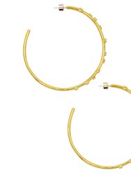 Luysa 2.55in 14k Gold-plated Hoop With Scattered Prong Set White Cubic Zirconia