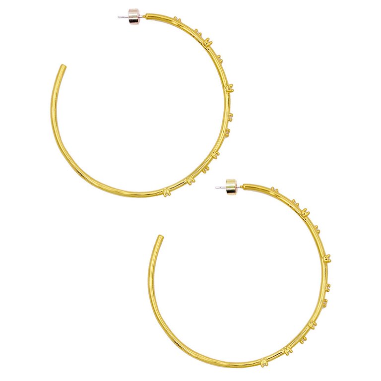 Luysa 2.55in 14k Gold-plated Hoop With Scattered Prong Set White Cubic Zirconia