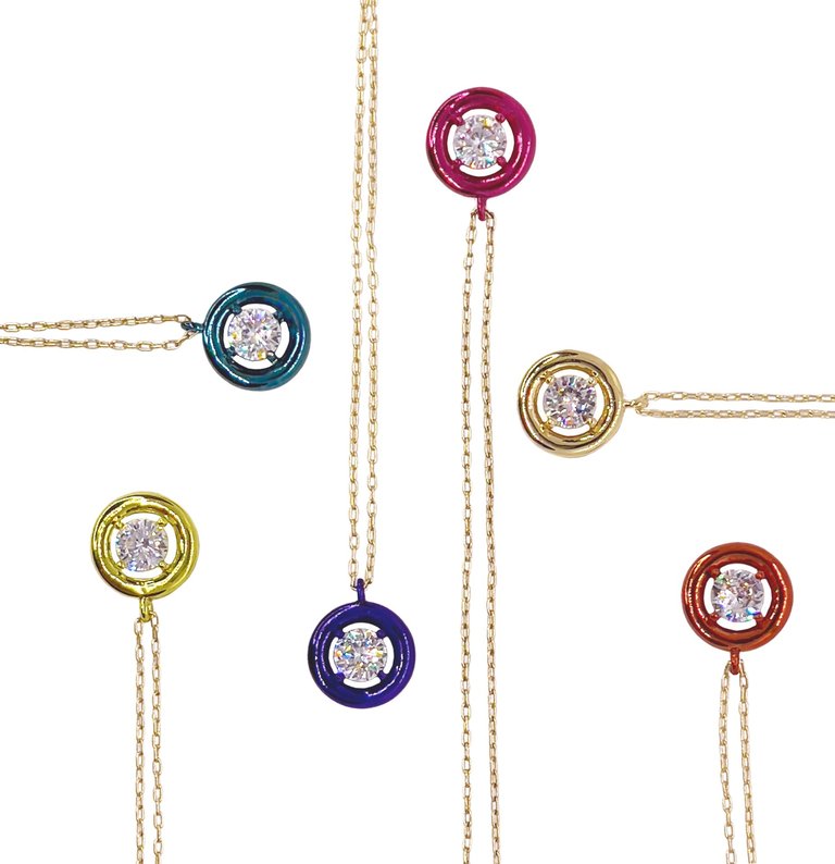 Luysa Delicate Pendant In 14k Gold Plated Brass With CZ Stone Strung On 14K Plated Brass Chain