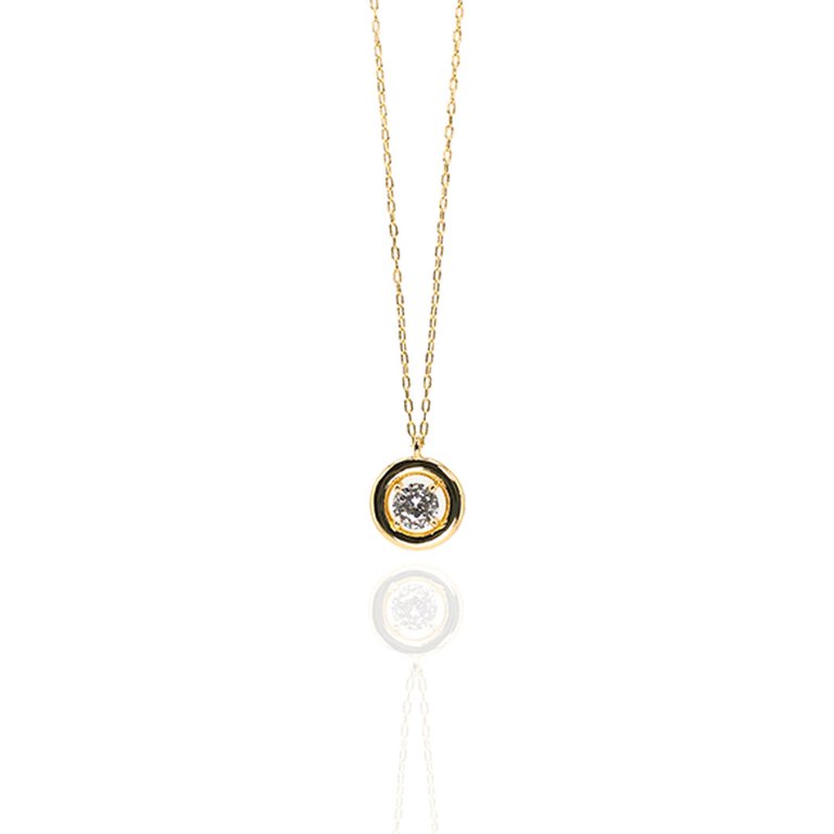 Luysa Delicate Pendant In 14k Gold Plated Brass With CZ Stone Strung On 14K Plated Brass Chain - Gold