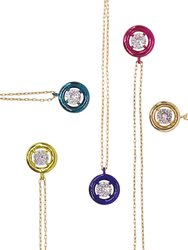 Luysa Delicate Pendant In Color Tone Brass Base With Cz Stone Strung On 14k Plated Brass Chain