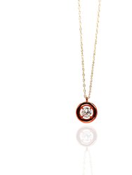 Luysa Delicate Pendant In Color Tone Brass Base With Cz Stone Strung On 14k Plated Brass Chain - Red