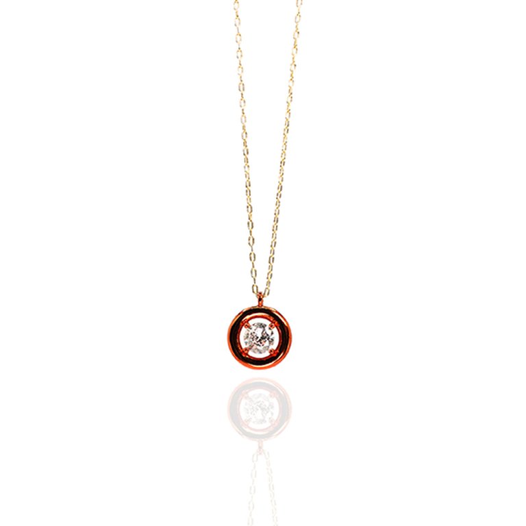 Luysa Delicate Pendant In Color Tone Brass Base With Cz Stone Strung On 14k Plated Brass Chain - Red